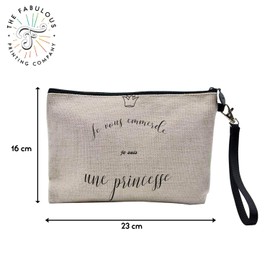 Tasche aus Leinen – Je Vous Emmerde Je suis Une Princesse Dessin Petite Crown – Kosmetiktasche aus Segeltuch in Leinenoptik – Geldbörse – 15 x 10 cm, leinen, 23.5 x 15 cm, Kosmetiktasche