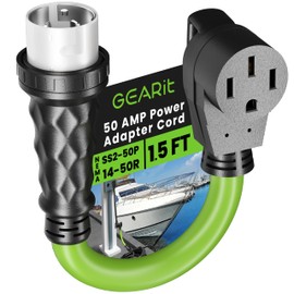 GEARit 50 Amp Shore Power - NEMA SS2-50P to 14-50R Adapter Cord - 4 Prong Twist Lock Male to Female Outlet Receptacle - STW 6AWG/3C+8AWG/1C - RV EV Generator Welder Dryer - 1.5 Feet