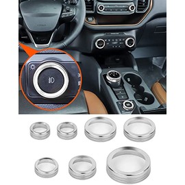 Savadicar Savadicar CKT02 Billet Aluminum Control Knob Trim Sets, Headlight/4WD/HVAC Climate Control Knob Bezels, Air Conditioner/Radio Switch Cover for 2021-2025 Ford Bronco Sport, Interior Accessories, Silver
