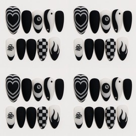 Checkerboard handmade nail tips / 체크보드 수제네일팁