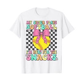 My Sister Plays Softball I'm Here For The Snacks Brother Kid T-Shirt