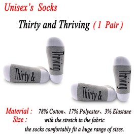 JXGZSO 30th Birthday Gift Socks Thirty and Thriving Birthday Socks Funny Socks With Sayings Friend Gift (Thirty and Thriving 1 Pair)