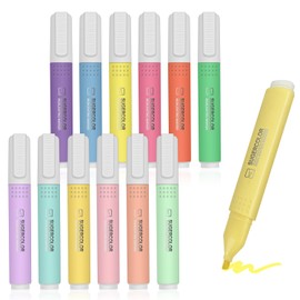 YOSKAEDI Highlighter, Pack of 12 Highlighter Pens, Pastel Pens, Assorted Colours, No Bleed and Dry Fast Glow Pencils, Bible Markers, Perfect for Highlighting Diary or Notebook in School, Office