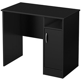 South Shore Small Computer Desk with Door, Pure Black