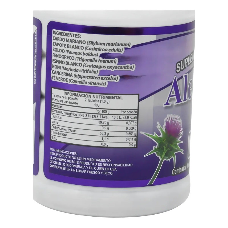 Cardo Mariano Alexyessy Natural 200 Tabletas 500mg Sabor Sin Sabor