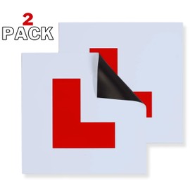Glamfied, Glam Fully Magnetic Car L-Plates Red L Plate 2 Pack for Car Magnetic Extra Thick Strong Learner Plates, No Melting No Blow off Easy to Move without Scratching Painting off