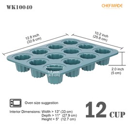 CHEFMADE Canele Form Non-Stick 12 Cavity Canele Muffin Bakeware Cupcake Pan for Oven Baking (Green)