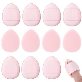 JJUNW Pack of 12 Mini Powder Puffs, Pink Finger Powder Puff, Mini Sponges Powder Puff Triangle Makeup Powder Puff for Foundation Concealer Primer Wet and Dry Makeup Tools