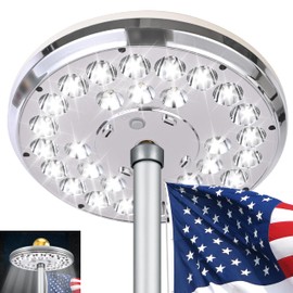 Flagpole Light Solar Powered, Auro 8 Silver Flag Pole Light 29 Bright Huge LED for 15-25 Ft Outdoor Flag Poles, 20 Hour Long-Lasting Spectacular Aurora Lighting, Dusk to Dawn Auto On/Off