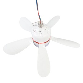 Depisuta Portable Ceiling Fan with LED Light, 16.5 Inches, DC12V, Detachable Camping Tent Fan, Removable Blades, Outdoor, Indoor, Fishing, LED Light, White