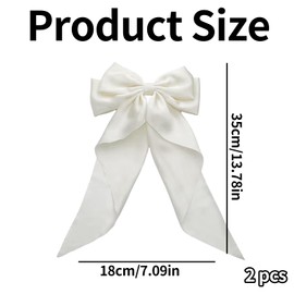 2Stück Haarschleife,Haarschleifen Mädchen,Haarspangen mit Großer Schleife,Haarklammer Schleife,Französische Haarspange Groß mit Langem Seidigem Satin,Schleifen Haare,Hair Bow Haarnadel für Damen(Weiß)
