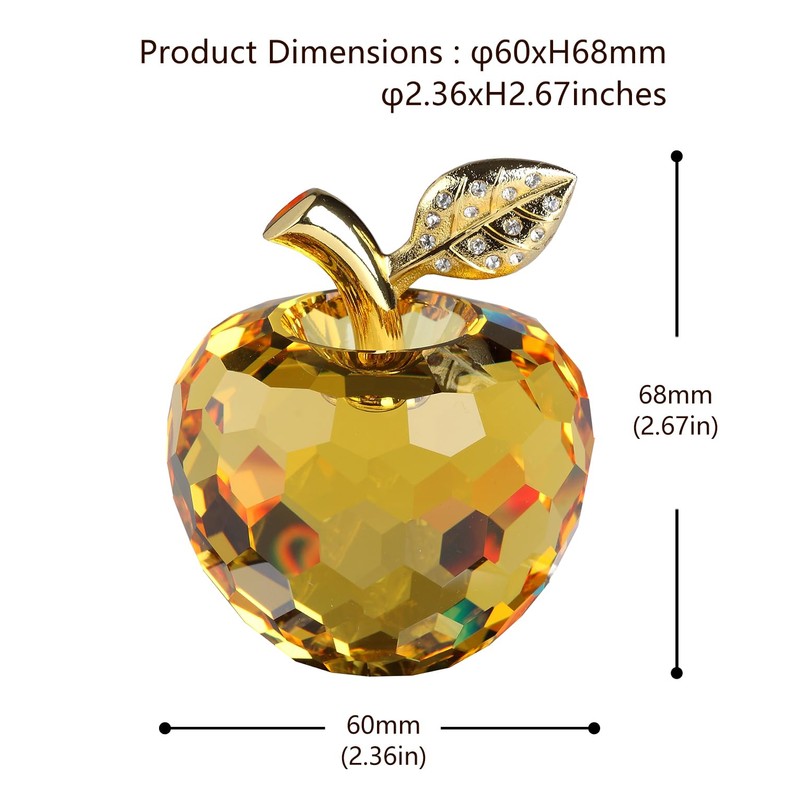 DOJOZ Crystal Apple Paperweight Craft Decoration Table top Ornament Statue