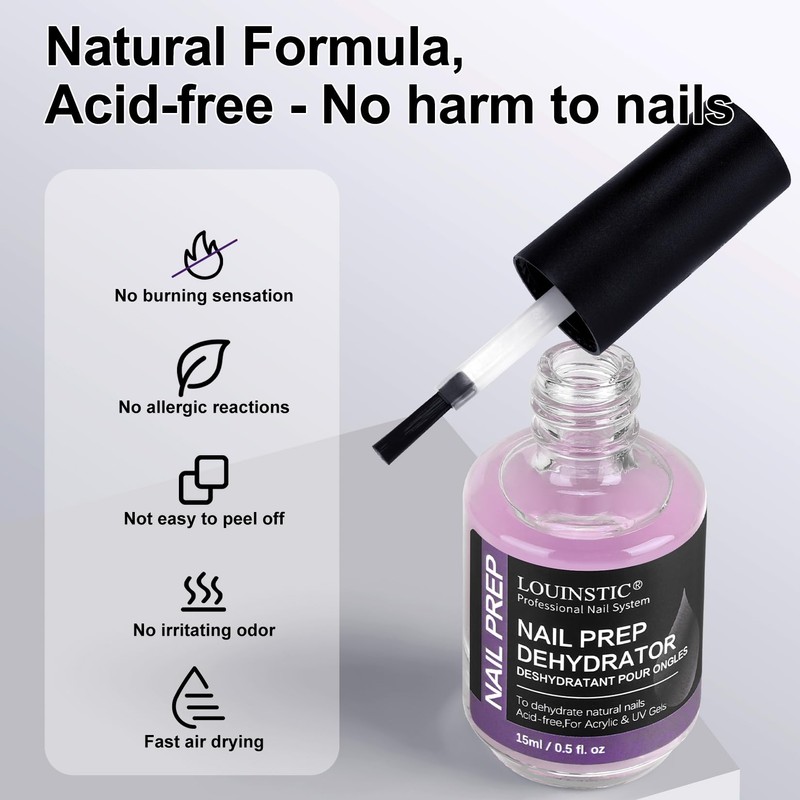 Nail Dehydrator 15ml, Acid-Free Nail Prep Dehydrate, Air-Dries in 3s
