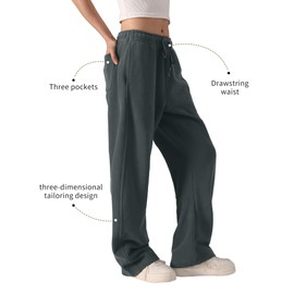 FAIABLE Wide Leg Sweatpants Women Men - Barrel Sweatpants Women, Super Soft Washed Sweat Pants, Womens Fleece Baggy Joggers with Pockets, Drawstring & Relaxed Fit Dark Grey