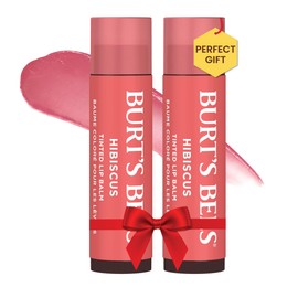 Burt's Bees Burt's Bees Lip Tint Balm Valentines Day Gifts with Long Lasting 2 in 1 Duo Tinted Balm Formula, Color Infused with Deeply Hydrating Shea Butter for a Natural Looking Buildable Finish, Soft Hibiscus (2-Pack)