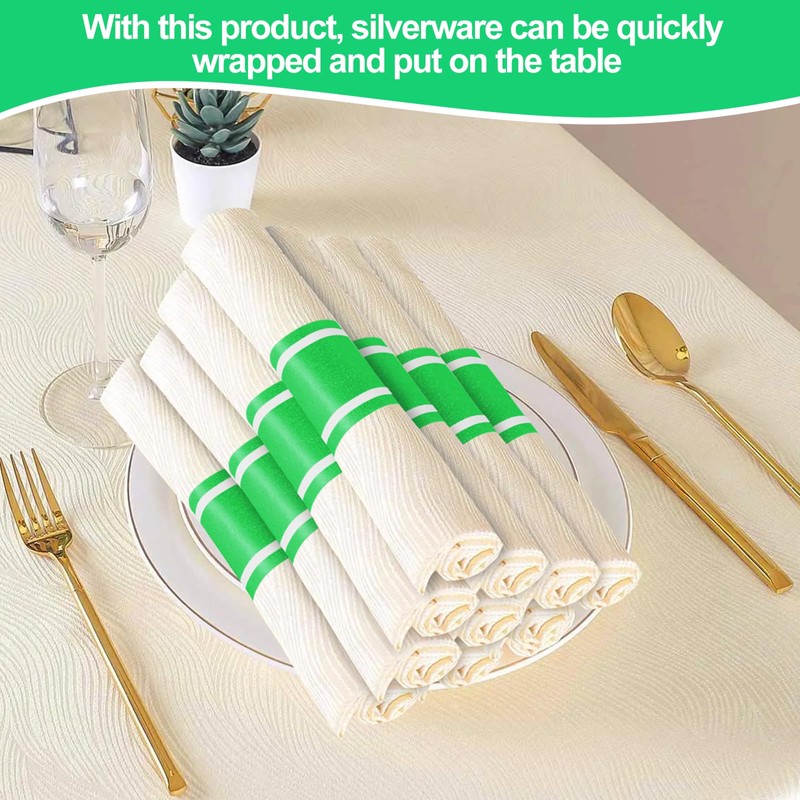 Germiwipe Paper Napkin Bands,Napkin Rings Self Adhesive,Silverware Wraps Bands -