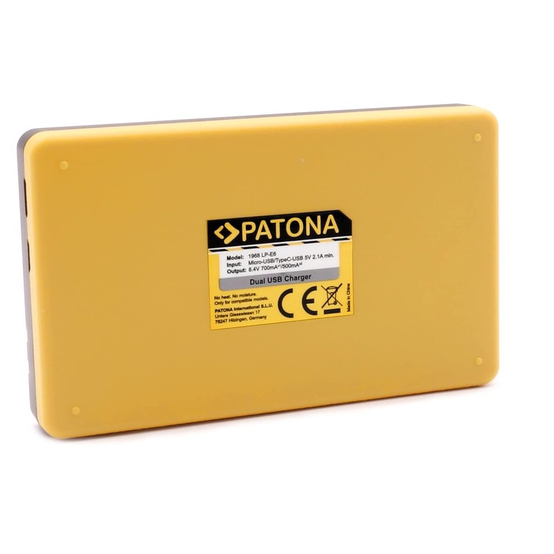 Patona USB Dual Ladegerät 1968 - kompatibel mit Akku Canon