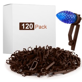Wenqik Large C7 C9 Christmas Light Clip Outdoor Holiday Light Clips for Gutters and Shingles Outdoor Hang Gutter Hooks Weatherproof for Christmas Decoration(Coffee,120 Pcs)