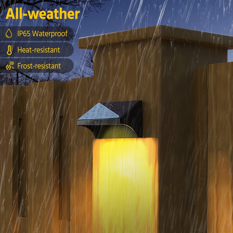 NIORSUN Outdoor Fence Lights, 6 Pack Waterproof LED Solar Fence