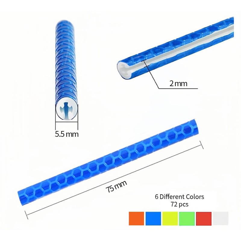 LuminKing Reflective Strips for Bicycle Spokes - 72-Piece Spoke Covers,