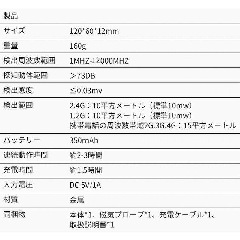 Japanese Brand ZEXEZ, Japanese Specifications, Eavesdropping Detector, Compact, High Sensitivity
