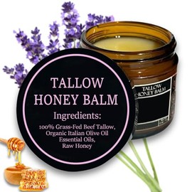 Marromi Beef Tallow for Skin, Marromi Beef Tallow Honey Balm, Marroomi Organic Grass-Fed Beef Tallow Balm with Raw Honey – Natural Soothing Moisturizing, Suitable for All Skin Types (2 Oz, Lavender)
