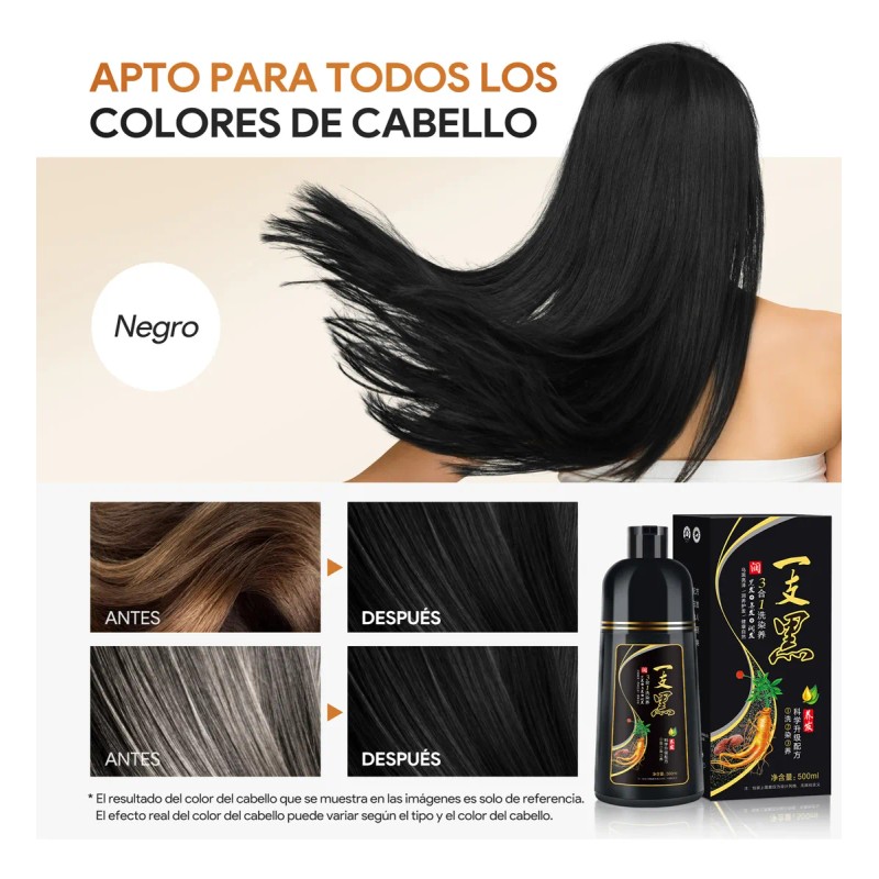 Shampoo Tinte Instantáneo Cubre Canas 3en1 Natural Jengibre