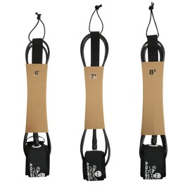 Lonnngg AQUBONA Surfboard Leash, 6/7/8ft SUP Leg Rope, 7mm Adjustable Thigh Ankle Cuff Leash, Straight Surf Leashes with Key Pocket (Blue, 8ft) (black-7inch)