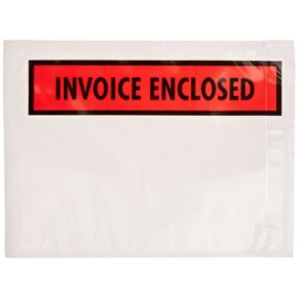 Aviditi Red Panel Face Adhesive Side Loading Document Envelopes "Invoice Enclosed", 4 1/2" x 6" for Attaching Invoices and Important Papers to Packages, Shipments and Mailings (Pack of 1000)