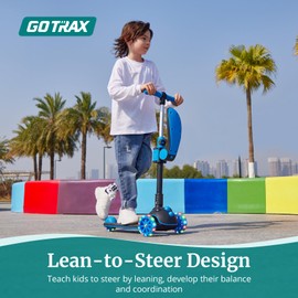 Gotrax KS3 Pro Kick Scooter for Kids, One Key Removable Seat & 3 Extra Wide PU Light-Up Wheels and Anti-Slip Deck, Adjustable Height Handlebar and Lean-to-Steer, Foldable Scooter for Children Aged 2-8