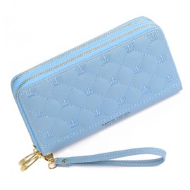 LEEXTON Long Women's Wallets Double Zipper Ladies Clutch Purse Large Capacity RFID Blocking Card Holder with Multiple Card Slots Zipper Phone Coin Pocket
