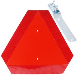 GELASKA Slow Moving Vehicle Sign with Mounting Brackets for Golf Cart, Smv, UTVs, Farm Tractor, Horse Drawn Carriages Sign Bracket (1 PVC Vehicle Triangle Sign, 1 Mounting Bracket, 4 Bolts, 4 Nuts)