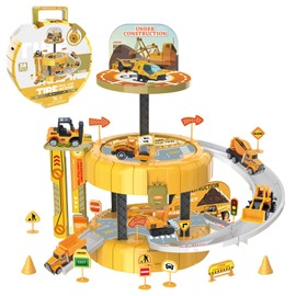OTONOPI Construction Vehicle Set, Assembly, Carpenter, Pretend Play, Children, Cars, Construction Work, DIY Cars, Parking Lots, 3D Toys, Indoor Play, 38 Pieces, For Boys, Birthdays, Christmas, Gift, 6