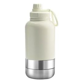 Portable Dog Water Bottle - 32 oz - Insulated with Detachable Bowls - Leak-Proof Pet Travel Bottle for Dogs (Dark Green)