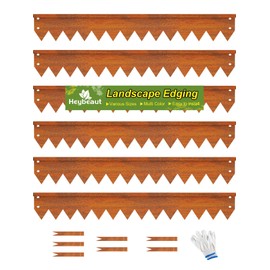 Heybeaut Landscape Edging Border, 40" L x 4" H 6Pack(20FT Total Rusted Corten Steel Garden Edging with Spikes, Sturdy Elegant Metal Lawn Broder for Flower Beds, Pathways, Paver Edges and Yard