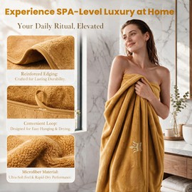 4-piece Coral Fleece Microfiber Bath Towel Set, Exquisite Crown Embroidery Style, Super Absorbent, Multiple Colors to Choose from, Suitable for Home, Bathroom, Hotel and Gym （Yellow）