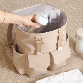 SUNVENO Diaper Bag Backpack, Large Capacity Nappy Changing Bag Featuring Bottle Pockets, Changing Pad, Stroller Clips and Comfortable Backpack Straps, Brown