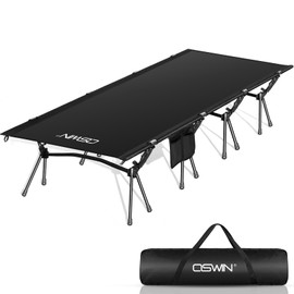 OSWIN XXL Camping Cots with Leg Extensions，Folding Camping Cots for Adults, Ultralight Folding Backpack cots, Support 330 pounds, Portable Camping beds Outdoor Hiking RV Beach (Wider Black)