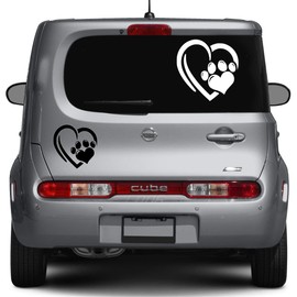 Paw Print Sticker Vinyl Decal Car Window Bumper Heart Love Pets Cat Dog Animals (2" x 2", Green)