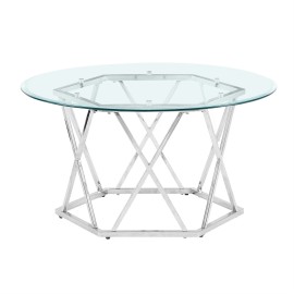 Steve Silver Escondido Round Tempered Glass Cocktail Table in Silver