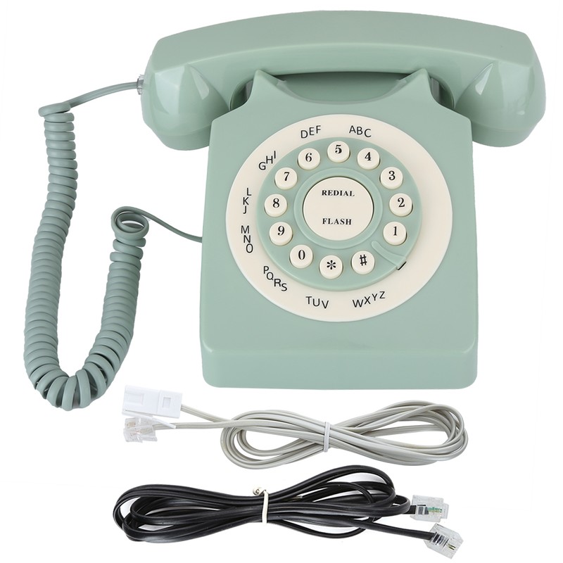 Antique European Vintag Landline Telephone Green High Definition Call Large