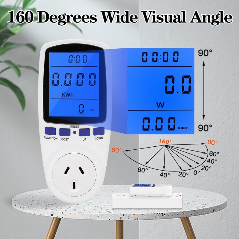 240V Electricity Usage Monitor Plug Power Watt Voltage Amps Meter
