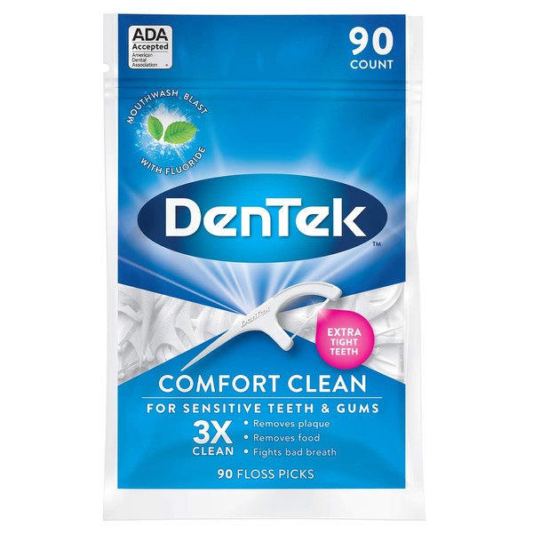 DenTek Comfort Clean Floss Picks | Silky Comfort Floss | 90 Count
