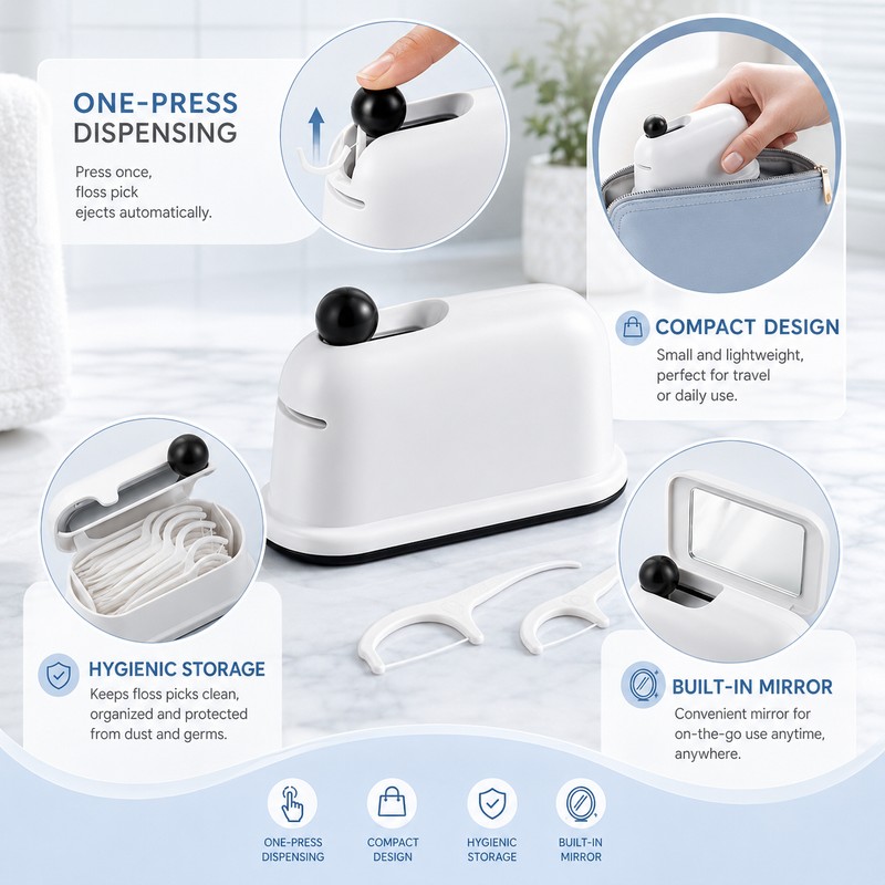 Press-On Floss Dispenser for Daily Oral Care – Portable Dental