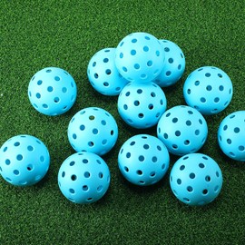 Tradder 30 Pcs Plastic Practice Baseballs Bulk 40 Holes Multi Color Practice Golf Balls for Outdoor Indoor Tournament Play Training for All Style Paddle, 2.9 Inches (Blue)