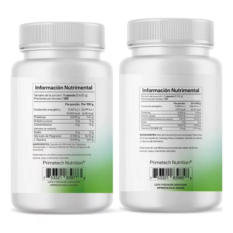 Primetech Nutrition Magnesio Mag-100 Y Vitamina D Vita-d400 Combo Primetech