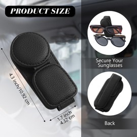 Konohan Sunglasses Holder for Car Visor Leather Eyeglass Hanger Magnetic Sunglasses Holder with 2 Clips (Black)