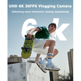 FLATIC Cameras for Photography, 6K 64MP Digital Camera with WiFi & Microphone for Youtuber, 16X Zoom Vlogging Camera with 180°Flip Screen, 64GB Card, 2 Batteries, Macro & Wide-Angle Lens, Card Reader