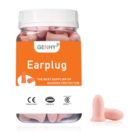 GENHY 100PCS Ear Plugs for Sleeping,Ultra Soft Foam Earplugs,Ear Canal Curve Design Effective Noise Reduction,Suitable for Sleeping/Snoring/Study/Decoration (Pink, One Size)