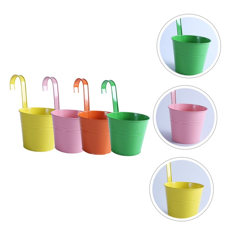 NOLITOY 4pcs Iron Hanging Flower Pot Detachable Hooks for Balcony